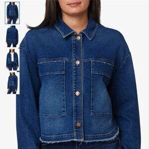 Kensie Oversized Pocket Crop Denim Jacket in Ravenswood Size Medium